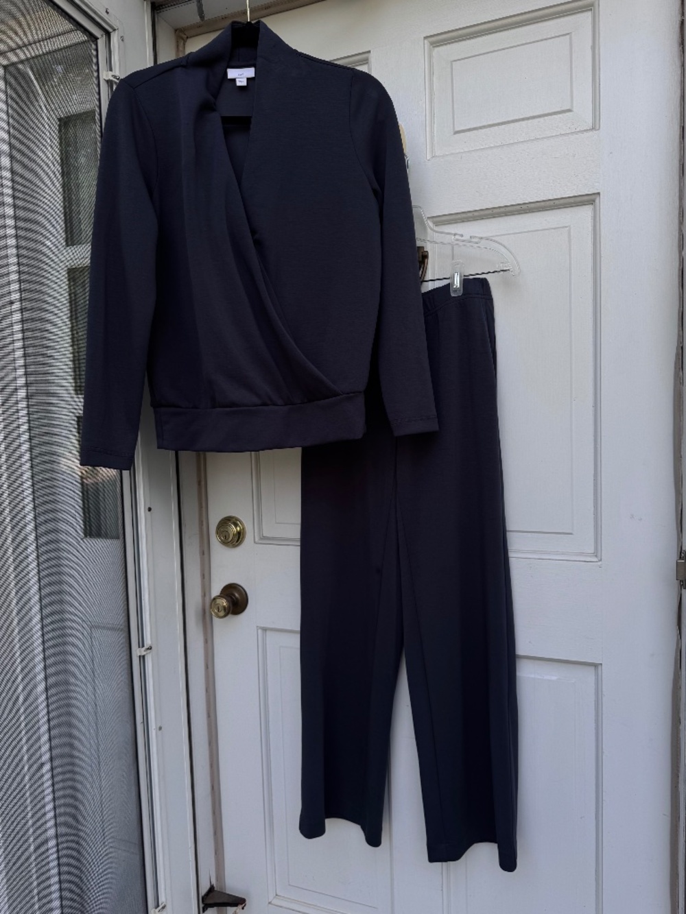 J.Jill 2 Piece Charcoal Gray Knit Set Top S Pants XS Stretch Pockets